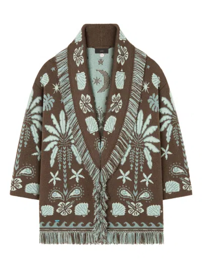 Alanui Echoes Of The Island Wool And Cotton Cardigan In Brown