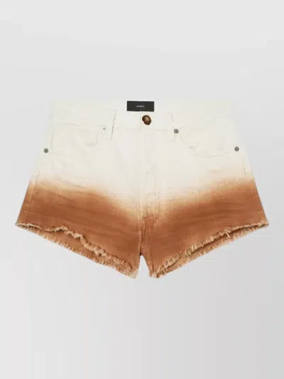 Alanui Eden Denim Shorts Dip Dye Hem Pockets In White