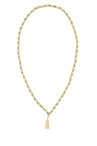 Alanui Embellished Crochet Necklace In Green