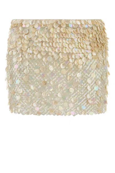 Alanui Embellished Mesh Light Between Palms Mini Skirt In Neutral