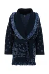 Alanui Embroidered Cashmere Bandana Cardigan In Blue