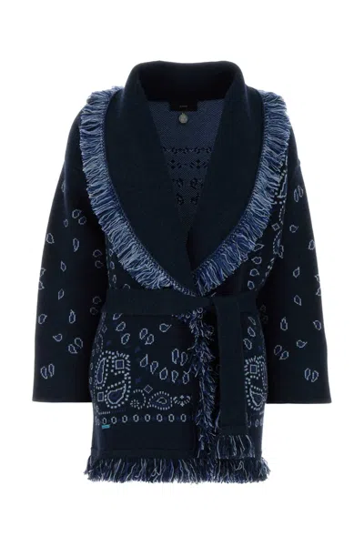 Alanui Embroidered Cashmere Bandana Cardigan In Blue