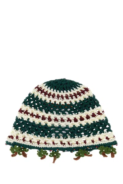 Alanui Embroidered Crochet Beanie Hat For Women In Green