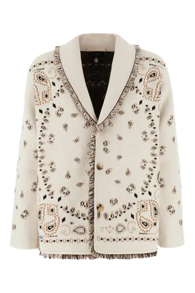Alanui Bandana-jacquard Frayed-edge Cardigan In Multi