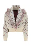 Alanui Jacquard Cardigan Embroidered Fringe Detailing