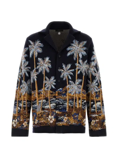 Alanui Embroidered Wool-blend Diamond Head Cardigan In Black