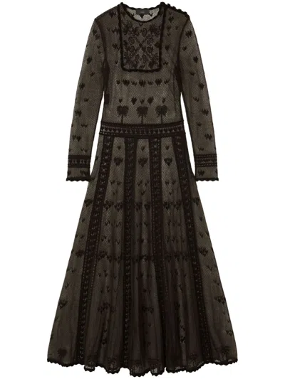 Alanui Embroidered Sheer Dress In Black