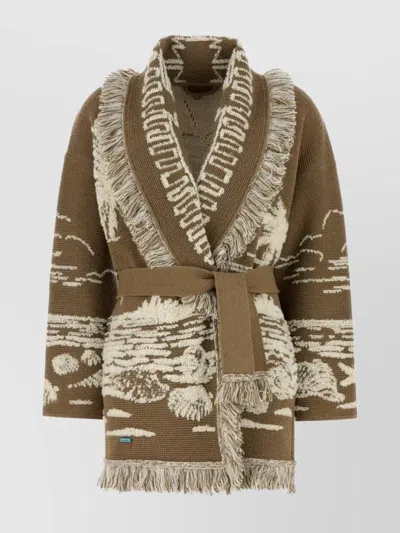 ALANUI EMBROIDERED SILK BLEND CARDIGAN FRINGE DETAILING