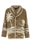 Alanui Embroidered Silk Blend Cardigan In Khakiwhite