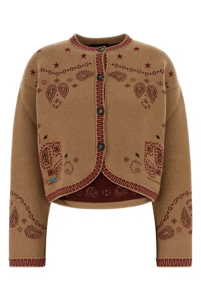 Alanui Embroidered Wool Blend Bandana Cardigan In White