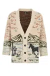 Alanui Graphic Pattern Long Sleeve Wool Cardigan In Multi