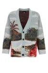 Alanui Light Blue Embroidered Wool Blend Cardigan In Multi