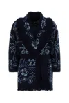 Alanui Embroidered Wool Blend Glimpse Of Eden Cardigan In Blue