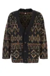 Alanui Wool Blend Grunge Beat Cardigan With Embroidered Geometric Pattern