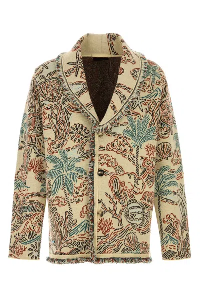 Alanui Embroidered Wool Blend Sketched By The Sea Cardigan In Neutral