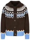 Alanui Fair Isle Intarsia Knitted Buttoned Cardi Coat In Coffee Multicolor