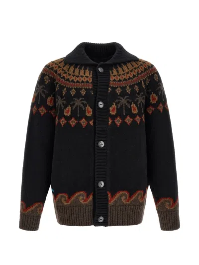 Alanui Embroidered Wool Sweet Winter Cardigan For Men In Black