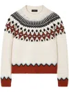 Alanui Wool Crewneck Sweater With Geometric Detail In Multi