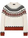 Alanui Wool Crewneck Sweater With Geometric Detail In Multi