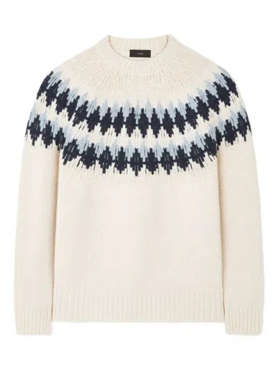 Alanui Fairisle-pattern Crew-neck Sweater In White
