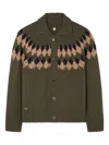 Alanui Fairisle Pattern Wool Cardigan In Green
