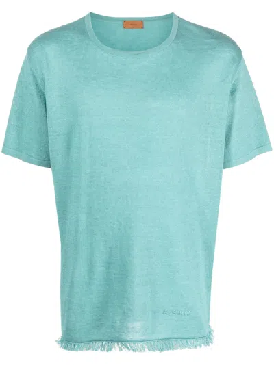 Alanui Fine-knit Linen T-shirt In Blau