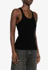 Alanui Fine Ribbed Tank Top In Black