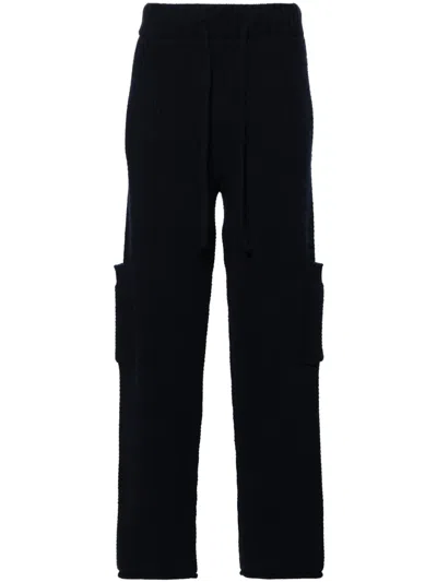 Alanui Finest Cable-knit Trousers In Blue