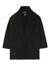 Alanui Luxe Fringed Long Shawl Collar Knitwear In Black