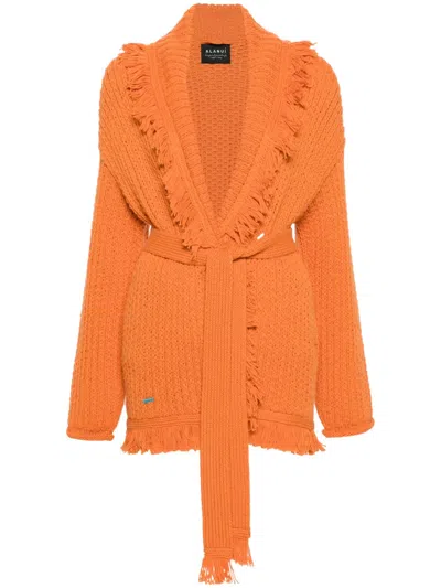Alanui Finest Fringe-edge Cardigan In Orange