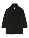 Alanui Luxe Fringed Long Shawl Collar Knitwear In Black