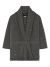 Alanui Relaxed Fit Cashmere Cardigan With Shawl Collar And Fringed Edges In Gray