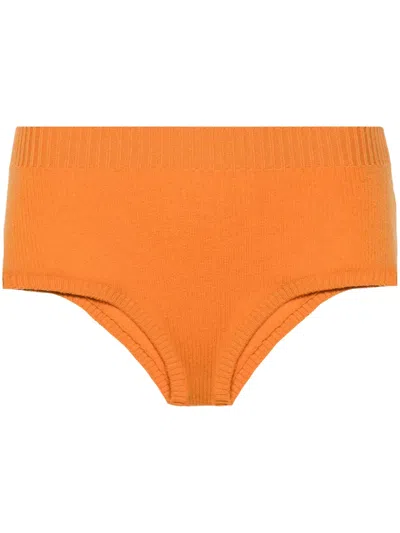 Alanui Finest High-waist Ribbed Shorts In Orange