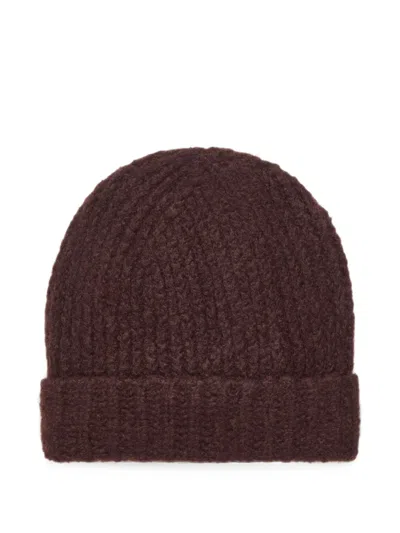 Alanui Finest Logo-patch Beanie Hat In Brown