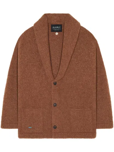 Alanui Finest Ribbed Cardigan In Brown