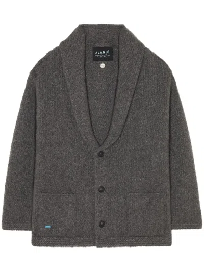 Alanui Finest Ribbed Cardigan In Grey