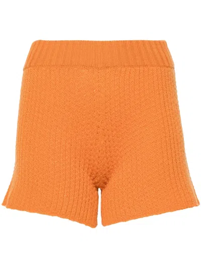 Alanui Finest Ribbed-knit Shorts In Orange