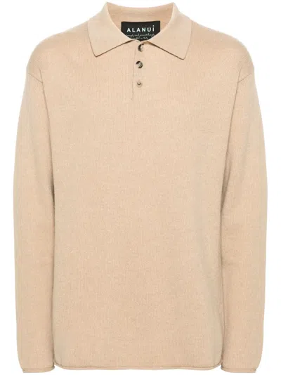 Alanui Finest Ribbed Polo Top In Neutrals
