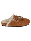 Alanui The Journey Shearling-lined Suede Mules In Brown