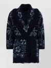 Alanui Embroidered Wool Blend Glimpse Of Eden Cardigan In Black