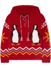 Alanui For The Love Of Pengui Knit Hoodie In Fire
