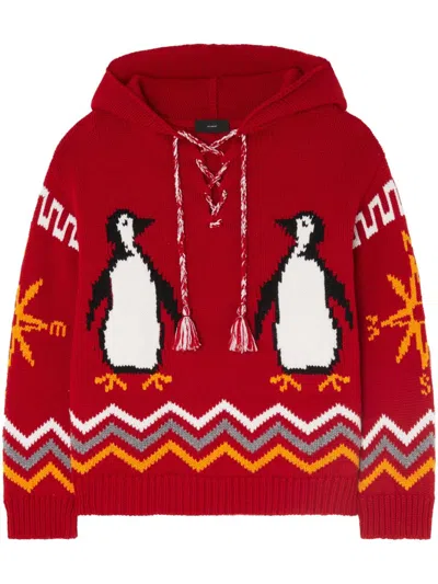 Alanui For The Love Of Penguin Cardigan In Red