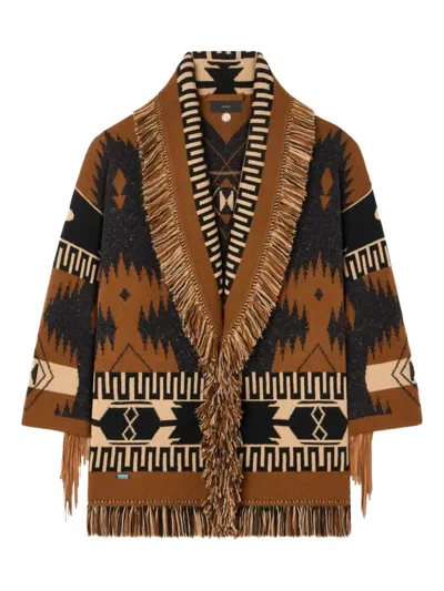 Alanui Frange Trim Cardigan In Brown