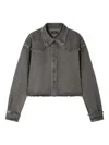 Alanui Frayed-hem Denim Shirt In Gray