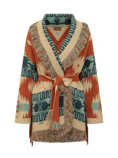 Alanui Fringe Belted Cardigan In Multi