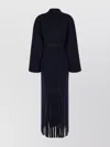 Alanui Fringe Detailed Wool Blend Coat In Black