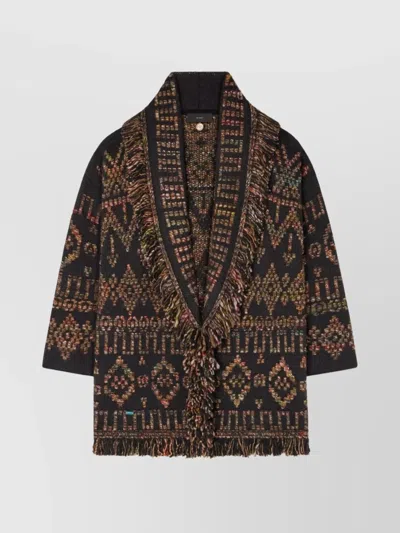 ALANUI FRINGE DETAILING WOOL BLEND CARDIGAN