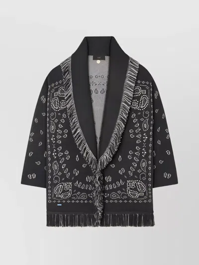 ALANUI FRINGED BELTED LONG SHAWL COLLAR CARDIGAN