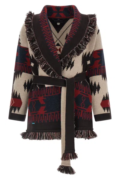 Alanui Fringed Cashmere Jacquard Cardigan In Multi