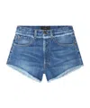 Alanui Fringed Cotton-denim Shorts In Blue